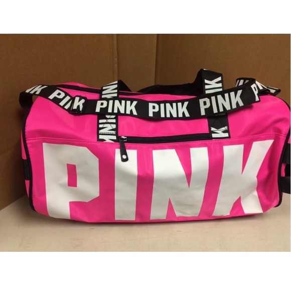 Victoria's Secret VS PINK Duffle Gym Bag Tote Neon Pink Victoria's Secret VS PINK Duffle Gym Bag Tote Neon Pink